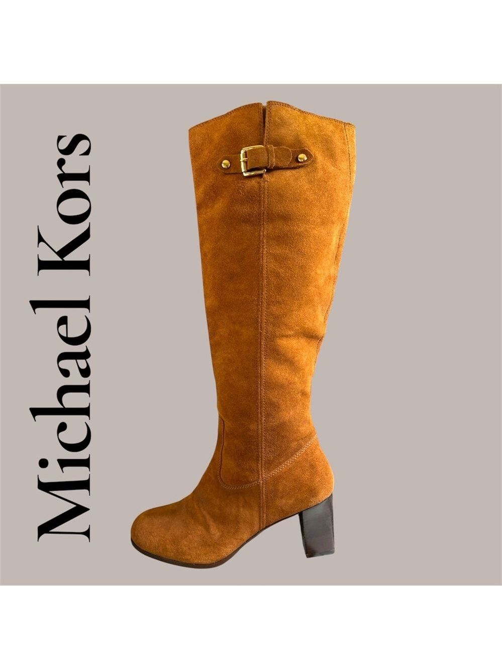 Michael Kors Cognac Suede Knee High Boots. Size 11. Worn once. Just like new! - Picture 3 of 12